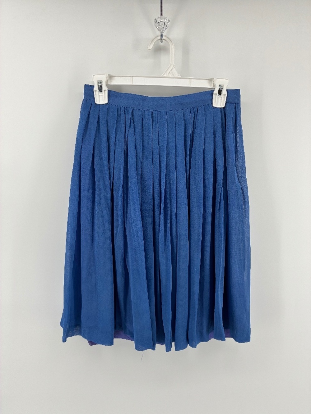 Vintage 100% Silk Pleated Blue Lined Skirt